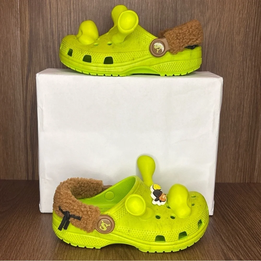 Crocs Shrek Classic Clogs Kids Size 12C Green Ogre Slippers Rare